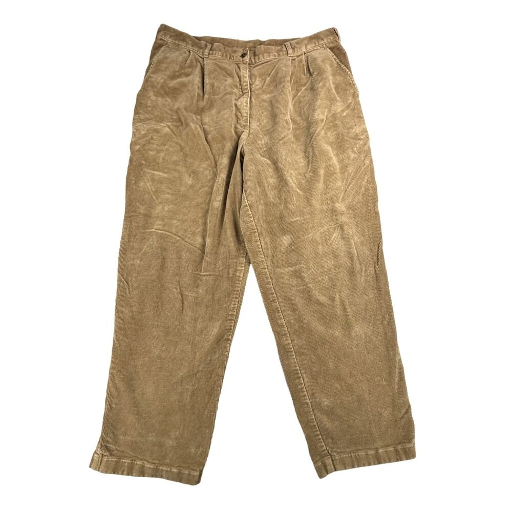 VTG L.L. Bean Corduroy Pleated Pants Womens 16 P Educore High Rise Drop Crotch